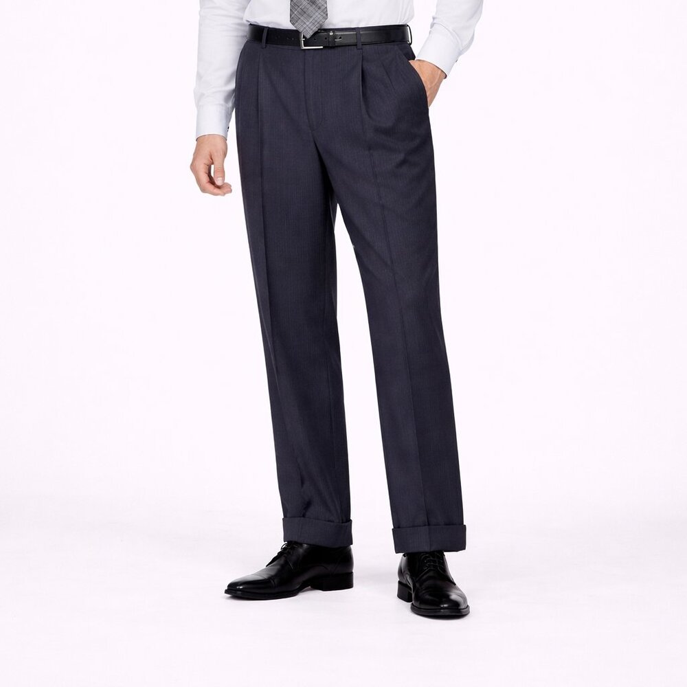 Men's black trousers pleated front cuffed legs Size:36 X 30